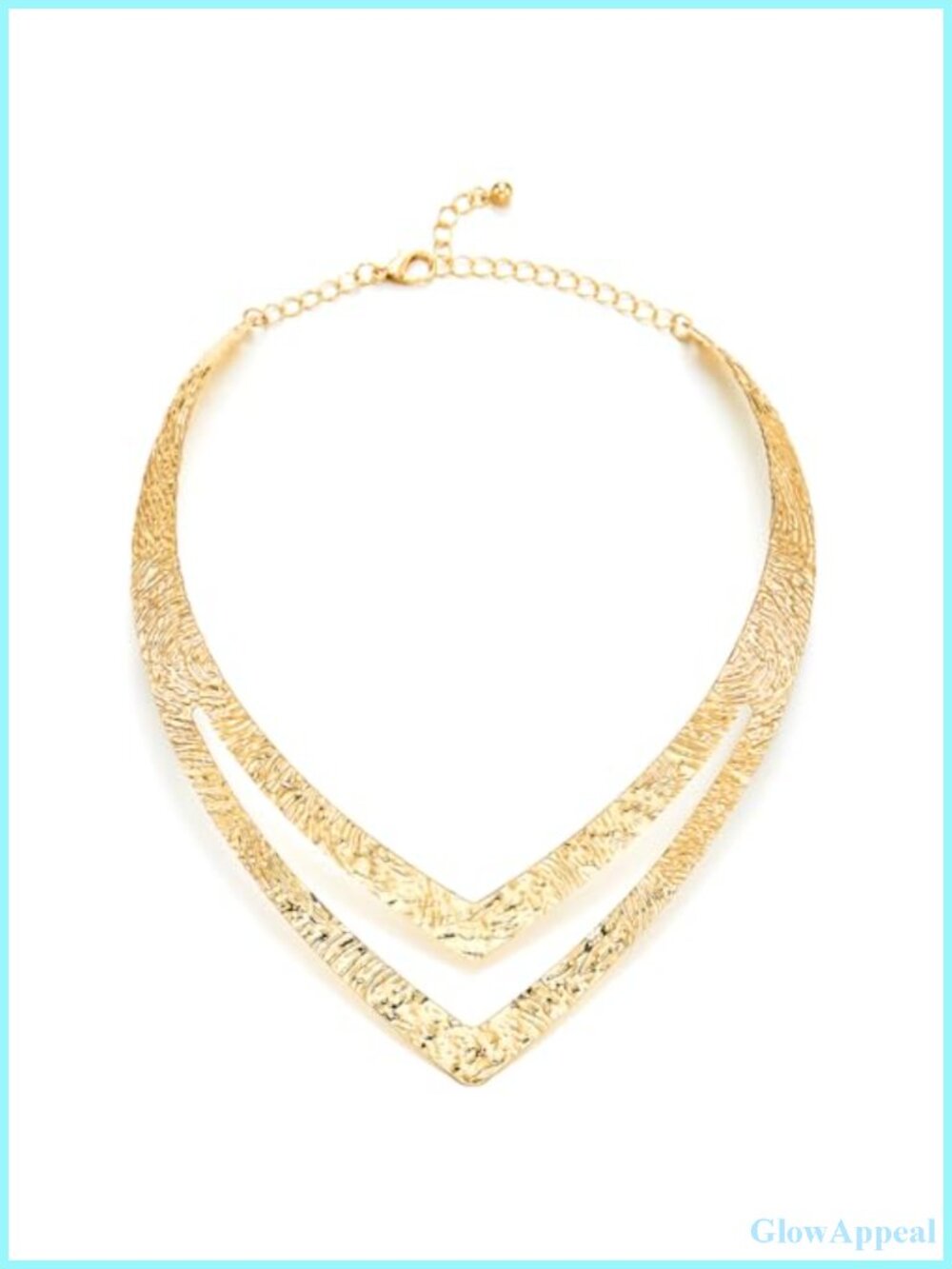 Women's Hammered Two-Tier V-Collar Statement Choker Necklace Alloy